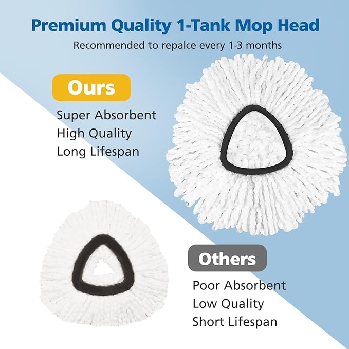 4 Pack Spin Mop Replacement Head Spin Mop Refills Compatible with O Ceda EasyWring 1-Tank System, 100% Microfiber Mop Cleaning Machine Washable Spin Mop Head for Easywring 1 Tank System, White