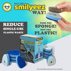 Smilyeez No-Plastic Blue Non-Scratch Sponge Refill with Reusable Clip (10 Pack) for Scotch-Brite's Advanced Soap Control Dishwand - Refill with Adapter, Easy to Install
