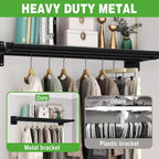 Closet Shelves Wall Mounted, 85 Inches Heavy Duty Closet Rod with Shelf Metal Utility Shelf for Wall, Closet, Laundry Room