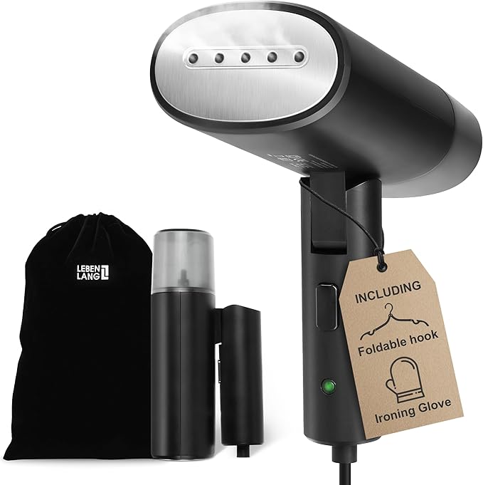 Travel Steamer for clothes - 25 Sec Fast Heat Up & Incl. Travel Accessory I Portable Size Clothes Steamer for clothing iron I Mini Plancha a vapor para ropa steam Hand Handheld Steamers I By LEBENLANG