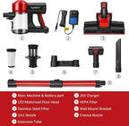 iwoly C150 Cordless Vacuum Cleaner Rechargeable with 2200mAh Detachable Battery, 18000Pa Cyclone Vacuum with HEPA Filter, Lightweight Portable Handheld Stick Vacuum for Hard Floor Car Cleaning