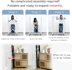 lumizone Folding Clothing Rack with Wheels Expandable Wardrobe Portable Clothes Rack for Hanging Clothes Adjustable Closet Shelves Garment Rack Durable Closet Racks for Hanging Clothes(White)