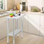 STABLEINK NSF Stainless Steel Table, 30 x 14 Inches Metal Prep & Work Table with Adjustable Undershelf, for Commercial Kitchen, Restaurant, Hotel and Garage,Small Stainless Steel Table