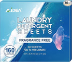 AIDEA Laundry Detergent Sheets, Unscented-(160 Loads) 80 Sheets, Laundry Soap, Washer Detergent, Liquid-Free Dryer Sheet for Travel, Home Washing