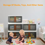 Storage Bins, Extra Large Cabinet with Lids, 19 Gallon(72L) Capacity (Per One), 4 Packs, Useful Box with Door and Buckles, Foldable, Transparent, Excellent Home Organizers