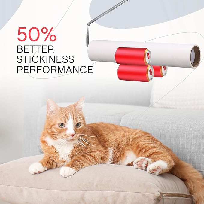 Chengu 8 Pcs 9.45 Inch Wide Lint Roller Refills Total 440 Sheets Extra Sticky Large Lint Roller Refills for Pet Hair Removing Floor Furniture Carpets Clothes Cleanning(24cm)