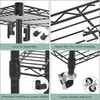 WDT 4-Tier Storage Shelves, Heavy Duty Metal Shelves Wire Rack Shelving Unit, Adjustable Shelf with Wheels for Home Office Garage Kitchen Shelf, 36" D x 14" W x 58" H