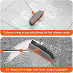 BITOPE Floor Scrub Brush with Long Handle, Heavy Duty Deck Scrubber with Stiff Bristles,Garage Concrete Cleaner Tool for Cleaning Tile Patio Outdoor Porch Indoor Kitchen Shower Bathroom