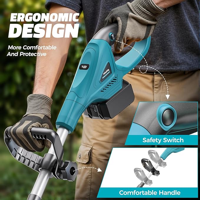 Cordless Tiller Cultivator Compatible with Makita 18V: MtiolHig Tiller for Gardening 360RPM Electric Garden Tiller, Brushless Rototiller 9" Width 6.3" Depth for Lawn/Soil Cultivation (No Battery)