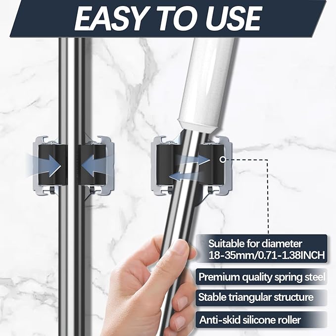 3-H 6 Pack Mop and Broom Holder Big Size Hanging 1 KG Extra,Broom Holder Wall Mount for Hanging and Organizing Shove Rake Yard Tools in Kitchen Shed Laundry Room Bathroom Garden(black)