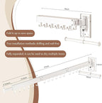 Wall Mounted Collapsible Clothes Drying Rack, Space-Saving Laundry Drying Rack Clothing Hanger, Durable Foldable Design Extends Left, Right & Up for Upgraded Versatility