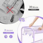 TOOLF 4-Tier Rolling Cart, Metal Utility Cart with 3 Hooks, Easy Assemble Mobile Storage Trolley On Wheels, Metal Shelving Units Kitchen Bathroom Laundry Room