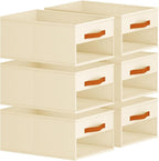 Homsorout Drawer Organizers and Storage - 6 Pack Foldable Pants Organizer with Clear Window & Handles, Fabric Closet Organizer for Clothes, Jeans, Sweaters, Towels, T-shirt, Scarf (Beige)