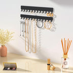 Bussdis Necklace Holder - Hanging Jewelry Organizer, Self-Adhesive, Wall Mount, 2 Pack, Black