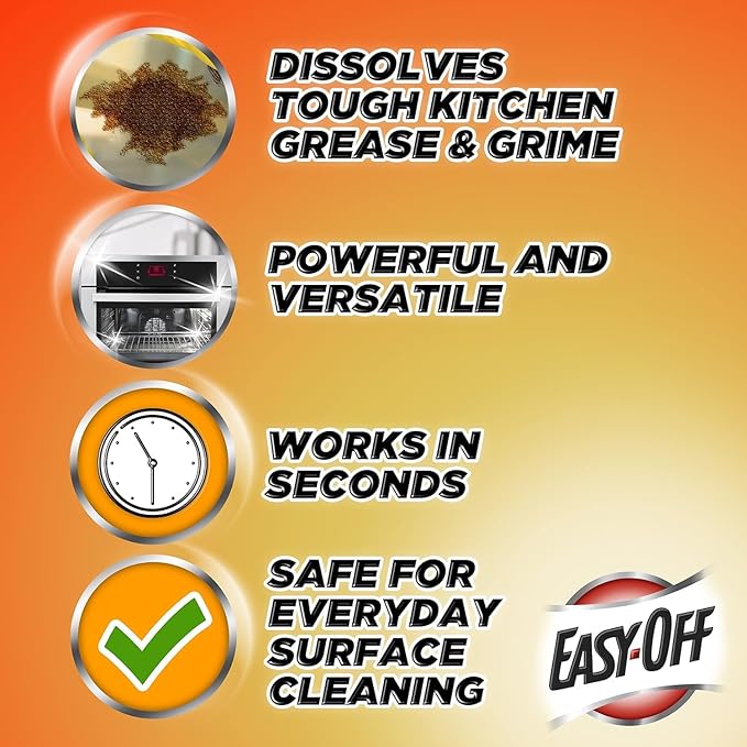 Easy-Off Specialty Kitchen Degreaser Cleaner, Clear, Lemon, 16 Fl Oz