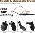 Folding Camping Shovel, Carbon Steel Multi-Tool Survival Shovel for Outdoor, Emergency, Hiking, Car Off-Road (2-Pack)