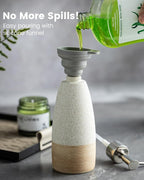 12 oz Dish Soap Dispenser with Plastic Pump & Stainless Steel Pump for Hand Soap, Shampoo, Lotion, Conditioner, Ceramic Refillable Soap Bottle with Silicone Funnel for Bathroom & Kitchen, White