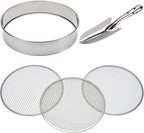 Soil Sieve Stainless Steel Riddle Sieve Set, 12" Diameter, with 3 Interchangeable Filter Mesh Sizes 3,6,9mm and Shovel