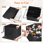 Lifewit Shoe Storage Organizer for Closet, Fabric Large Shoe Box Storage Containers with Clear Cover, Foldable Bins for Boots Heels Sneakers Fits 36-48 Pairs (Each 12-16 Pairs) 3 Pack Black