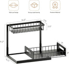 VUSIGN Under Sink Organizers Storage, 2 Tier Under Cabinet Organizer Shelf, Pull Out Kitchen Bathroom Sink Organizer Storage Organization, 2 Pack Black