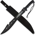 Black Legion Jungle Hunter Machete with Sheath | 25" Tactical Survival Machete Knife | Heavy Duty Sawback Blade for Yard Work & Gardening | Full Tang Stainless Steel | Outdoor & Camping Tool