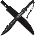 Black Legion Jungle Hunter Machete with Sheath | 25" Tactical Survival Machete Knife | Heavy Duty Sawback Blade for Yard Work & Gardening | Full Tang Stainless Steel | Outdoor & Camping Tool