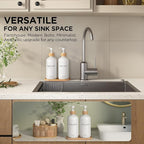 Hand and Dish Soap Dispenser Set,16oz Glass Bottles with Printed Labels, Bamboo Tray & Pump,Countertop Soap Dispensers for Kitchen,Luxury, Minimalist & Farmhouse Decor (Hand Dish (White))