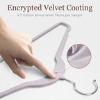 Velvet Hangers 30 Pack, Slim Non-Slip Clothes Hangers Space-Saving for Closet, Heavy Duty for Pants, Coats, Skirts, Jeans, Sweaters and More, Nylon-Flocked, Light Purple