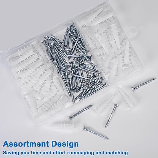 Self Drilling Drywall Anchors, 180PCS Heavy Duty Dry Wall Anchors and Screws Kit for Hanging Sheetrock, 90 Self-Tapping Plastic Drywall Hangers 90 Sheet Rock Screws