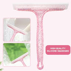 Shower Squeegee for Glass Doors, Bathroom Squeegee for Shower, Window Squeegee - Pink Comb and Squeegee Set for Hair Care and Glass Cleaning, by LTLUTU