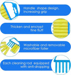 4 Pcs Window Venetian Blind Cleaner Duster Tool 7 Finger Blind Rush and Shutter Cleaner Brush Hand-held Window Shutter Air Conditioner Duster for Dirt(Green, Blue)
