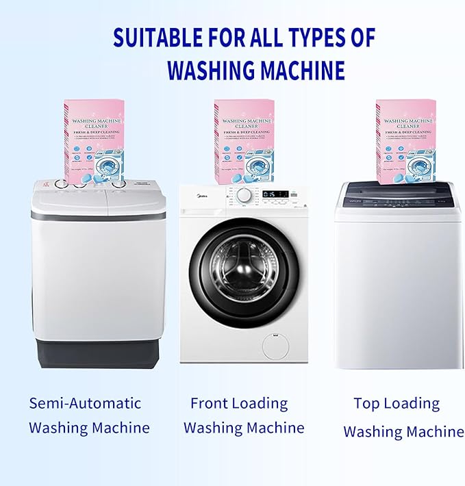 24-Pack Washing Machine Cleaner Tablets HE Front Load and Top Load Compatible Descaler Pods for Laundry Tub, Drum and Gasket Septic Safe, Fresh Scent (1-Year Supply)