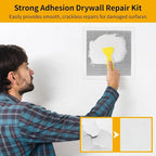 yeesport 4 Pcs Drywall Repair Kit, 12×12" Self Adhesive Mesh Patches with 2 Sanding Pads & 1 Scraper, Aluminum Dry Hole Repair Tools, Wall Repair Patch Kit for Ceiling