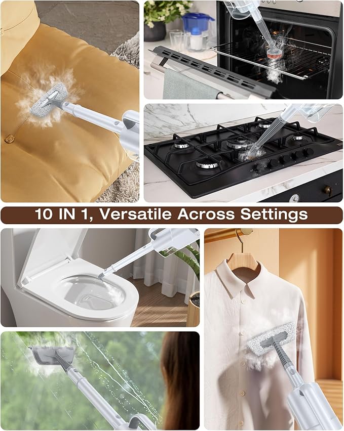 LABIGO 10-in-1 Steam Mop with Detachable Handheld Steamer, 350ml Tank, 10s Heat-Up, 248°F Steam Cleaner, 2-Level Control and Swivel Head for Floor, Carpet, Tile - Lightweight and Multi-Surface