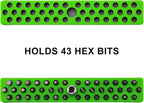 Mayouko 1/4" Magnetic Hex Bit Holder Rack Organizer, 43 Holes, 1/4-Inch Drill Bit Holder, Green, 2 Racks, Magnetic Bit Holder with Magnet Base for Screwdriver Bits