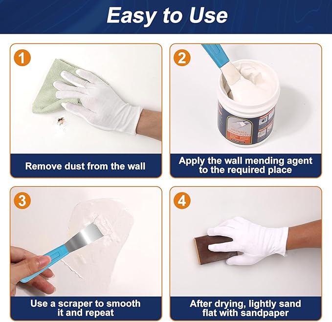 Drywall Repair Kit 8.8OZ Spackle Wall Repair Kit with Scraper Sanding Pad to Quick Fix Wall Surface Holes and Creak Damage Wall Mending Agent for Home Wall Putty Plaster Dent Wood Scratch Repair