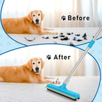Carpet Rake for Pet Hair Removal Tool, Updated Reusable Pet Hair Remover with 56” Adjustable Long Handle, 2 in 1 Rubber Broom and Carpet Brush Scraper for Rugs, Mats, Couch, Furniture (2pcs)