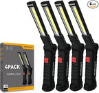 Working Light Portable, Rechargeable Work Lights with Magnetic Base Hanging Hook,360° Rotate 5 Modes,COB LED 800 Lumens Foldable Inspection Light for Car Repair, Grill and Outdoor Use(4pack)