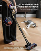 Cordless Vacuum Cleaner for Home, Upgraded 60Kpa Powerful Suction Pet Hair Vacuum with 70min Runtime, Green LED Light for Hardwood Floors & Carpet, Self-Standing Rechargeable Stick Vacuum