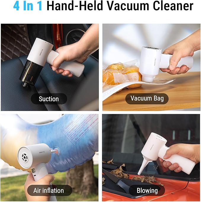 REIKIYA Portable Air Duster 150000RPM Super Power, 18000Pa Cordless Vacuum Cleaner Rechargeable Handheld Pump with LED Light, Adjustable Dust Blower for Computer Keyboard Car House Outdoor