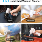 REIKIYA 14KPA High Power Mini Car Vacuum Computer Keyboard Cleaner and Blower Cordless Portable Handheld Vacuum & Compressed Air Duster 2in1 with Green LED Light& Multi-Nozzles for Car Home Office