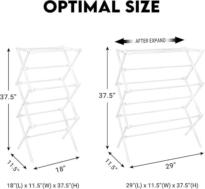 2024 Enhanced Clothes Drying Rack | Foldable Drying Rack Clothing for Laundry | Small Collapsible Portable Dryers for Laundry | Use for Indoor & Outdoor | White 37.5"x29"x12"