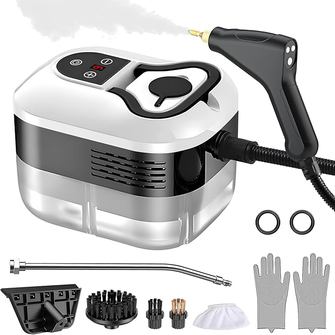 Steam Cleaner for Home & Car Detailing, 2500W Pressurized Handheld Steam Cleaner, 15s Fast Heating, 6 Levels Steam Output, 1.2L Water Tank