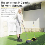 2-Pack is More economical,Brooms with Dustpan Combo Set， with 52" Long Handle, Dustpan Teeth with self-Cleaning Function, Indoor and Outdoor Sweeping, Perfect for Home Office (Large/Yellow/ 2-Pack)