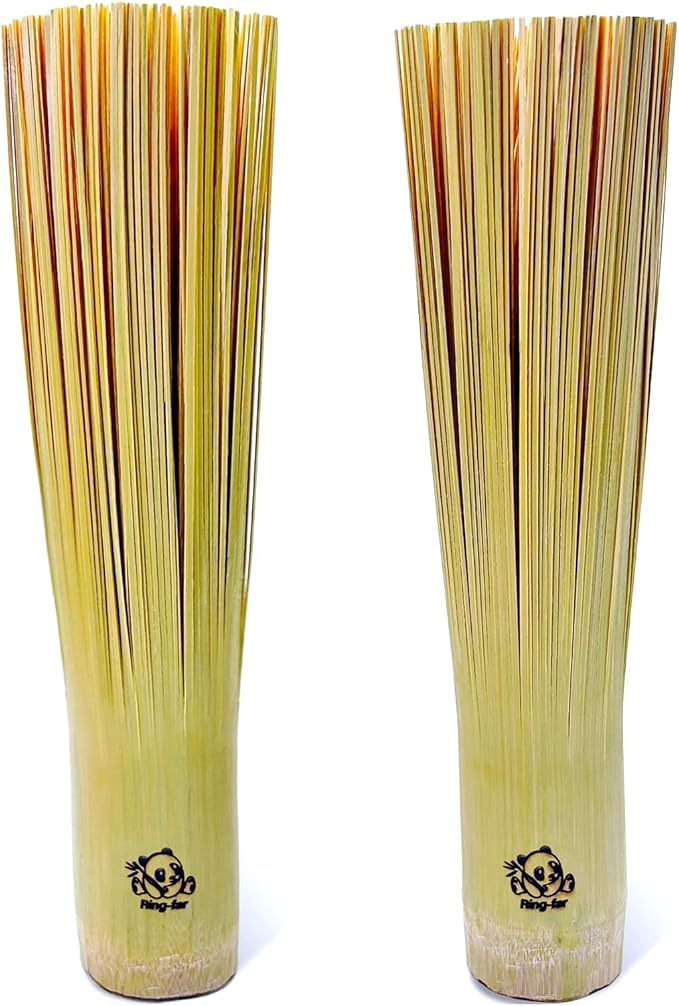 2 Pack Bamboo Wok Brush for Carbon Steel Pot Scrubber,Chinese Natural Kitchen Cleaning Brushes for Wok Cleaner Scrub Brush for Dishes&Pan&Teapot,Asian Wokbrush Bottle,Basting Scrubber for Cast Iron