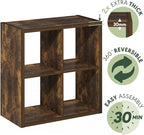 Furinno Cubicle Open Back Decorative Cube Storage Organizer, 4-Cube, Amber Pine