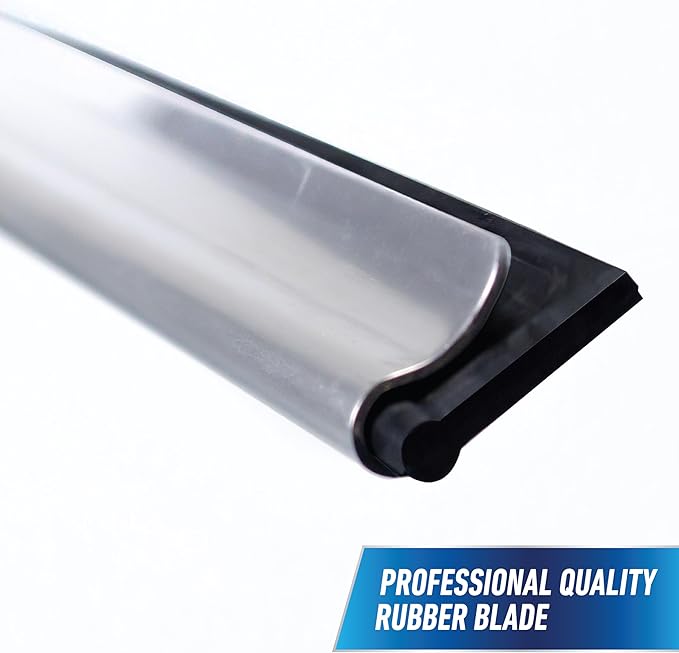 Unger Professional Connect and Clean 18” EZ Change Window and Glass Cleaning Squeegee, Large and Small Windows, Rubber Blade Tool for Streak-Free Results, Includes 12” Channel