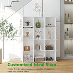 C&AHOME Cube Storage Organizer, 12-Cube Shelves Units, Closet Cabinet, DIY Plastic Modular Book Shelf, Ideal for Bedroom, Living Room, Office, 36.6" L x 12.4" W x 48.4" H Milky UPCS12M