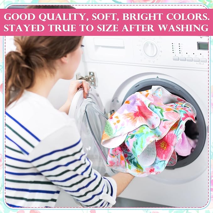 36 Count Reusable Cleaning Cloths Washable Cotton Kitchen Towels for Home(Bright Flowers,Nitid Color)