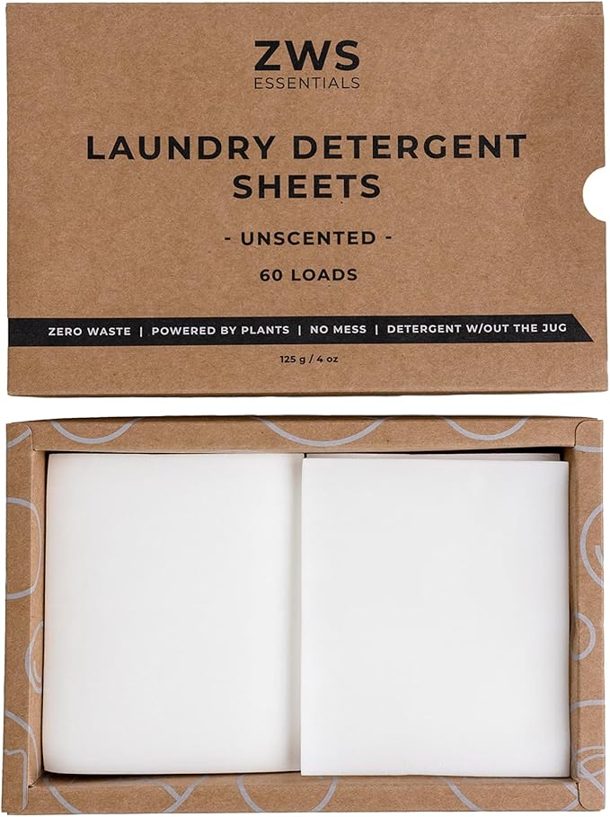 Laundry Detergent Sheets | Unscented, Hypoallergenic Laundry Strips for Sensitive Skin | Eco-Friendly, Plastic-Free Detergent for HE and Standard Machines